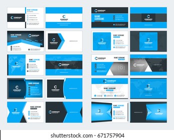 Collection of double-sided business card vector templates. Stationery design vector set