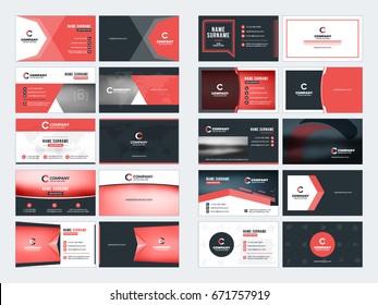 Collection of double-sided business card vector templates. Stationery design vector set