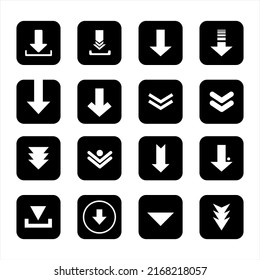 Collection of download icon on black and white