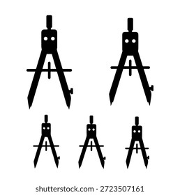 Coleção de Compasses de desenho e ícones da ferramenta divisor de geometria para arquitetura e design