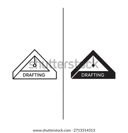 Collection of drafting tools icons, including a drafting triangle, for design and engineering applications. Ideal for UI design, presentations, and technical documentation.