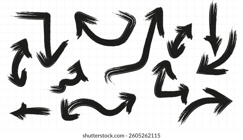 Collection of drawn arrows, icons, signs .Set of simple flat arrows isolated on white background. Arrow icons and arrow colour. Stock vector. EPS10.