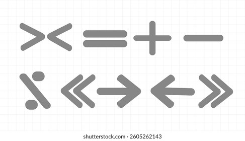 Collection of drawn arrows, icons, signs .Set of simple flat arrows isolated on white background. Arrow icons and arrow colour. Stock vector. EPS10.