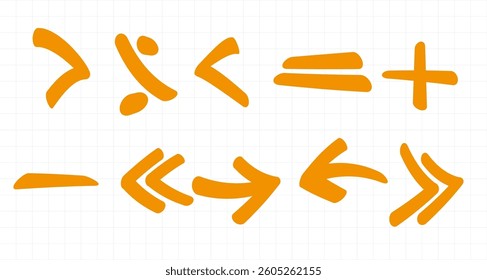 Collection of drawn arrows, icons, signs .Set of simple flat arrows isolated on white background. Arrow icons and arrow colour. Stock vector. EPS10.