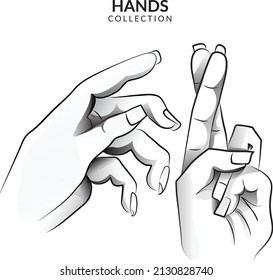 A Collection of drawn hands