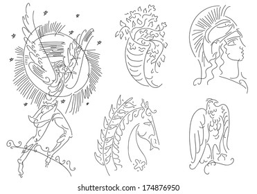 Collection of the drawn icons