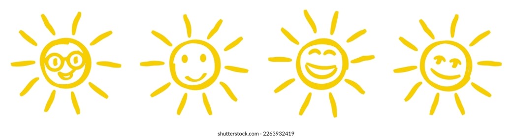Collection of drawn sun sign icons, sun set - vector for stock