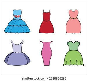 Collection of Drees Woman Elegant Vector 