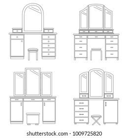 Collection of dressing tables, vector illustration