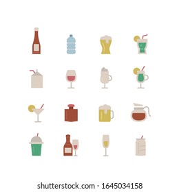 COLLECTION OF DRINK FLAT ICONS