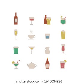 COLLECTION OF DRINK FLAT ICONS