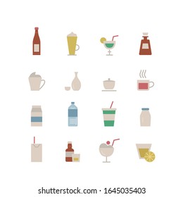 COLLECTION OF DRINK FLAT ICONS