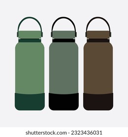 Collection of drinking bottles with three minimalist color variants. Trendy and modern drink bottle design. A suitable drink bottle for outdoor activities