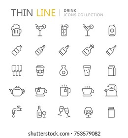 Collection of drinks line icons. Vector eps8