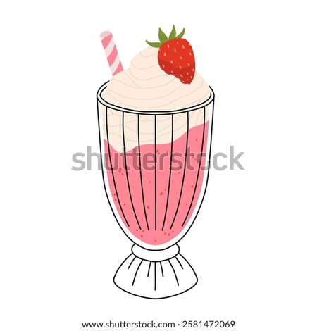 Collection of drinks for Valentine's Day. Mug with coffee, cocoa, hot chocolate, cream, strawberry milk with hearts, cherry cocktail, latte, love potion. Hot and cold beverages for Valentine's Day.