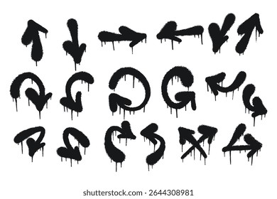 Collection of Drip Style Graffiti Arrows Vector Illustrations