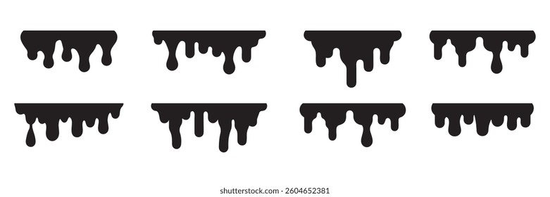 Collection of Dripping liquid graphic elements vector on white background