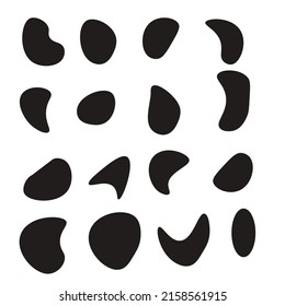 Collection of drop shapes. Black drops icon icons. Black fall symbols isolated on white background. Vector illustration