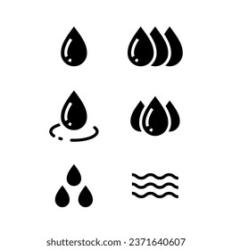 A collection of droplet that can be water, blood, or oil icon.