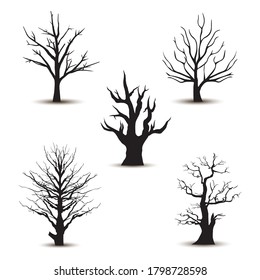 Collection of dry tree branches silhouette