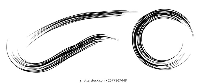 A collection of dynamic abstract brush strokes for creative design, suitable for modern and retro design concept