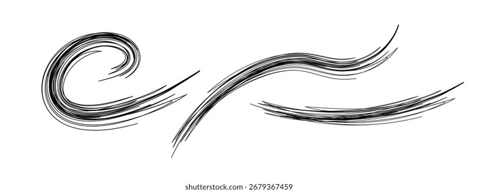 A collection of dynamic abstract brush strokes for creative design, suitable for modern and retro design concept