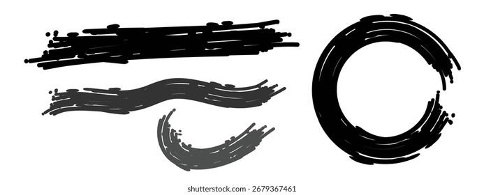 A collection of dynamic abstract brush strokes for creative design, suitable for modern and retro design concept