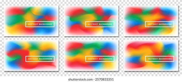 Collection of dynamic abstract vector backgrounds with soft gradient mesh effects and smooth transitions on a transparent background. Perfect for web design, posters, and modern creative projects.