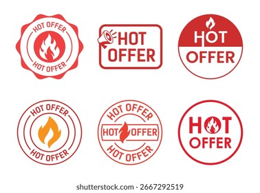 Collection of Dynamic Hot Offer Stickers and Promotional Badges