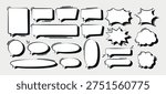Collection of dynamic text bubbles and burst shapes with strong shadow for comic dialogue and graphic design