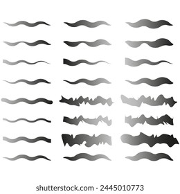 Collection of dynamic wave forms. Set of abstract flowing wave lines. Various wavy shapes. Vector illustration. EPS 10.