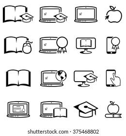 Collection of e learning education and learning icons