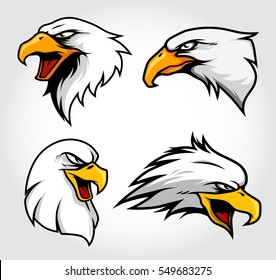 Collection of Eagle / Hawk Head Mascot Illustration Vector