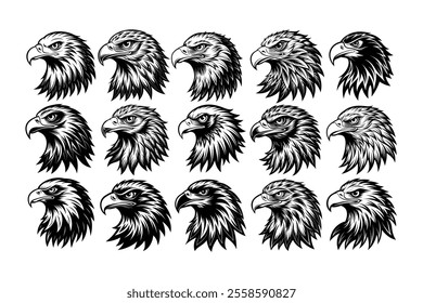 Collection of eagle head silhouette