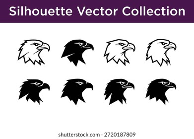 Colección de Vectores de la silueta del águila aislados en el fondo blanco