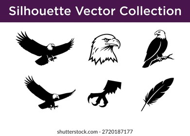 Sammlung von Adler-Silhouetten einzeln auf weißem Hintergrund