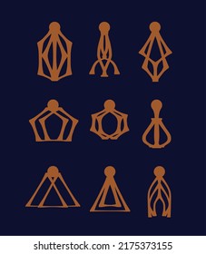 A collection of Earrings templates with geometric shapes. Isolated stencils pattern suitable for handmade work, laser cutting and printing.