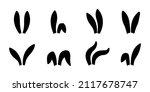 Collection of ears silhouette for happy Easter. Rabbit ears icons.
