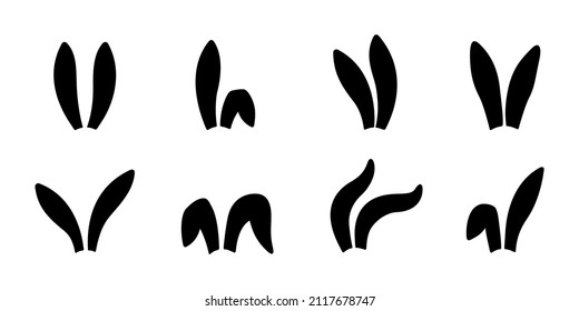 Collection of ears silhouette for happy Easter. Rabbit ears icons. - Shutterstock ID 2117678747