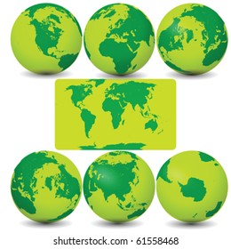 Collection of Earth Globes Vector