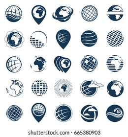 collection of earth planet globe logos