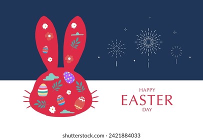 Collection of easter background set with silhouette style Editable vector illustration for horizontal banner