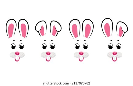 Collection of Easter bunnies faces. Easter Bunnies. Easter Bunnies. Vector illustration