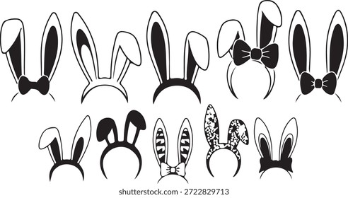 Una colección de diseño de Vector de orejas de conejo de Pascua aislado sobre fondo transparente