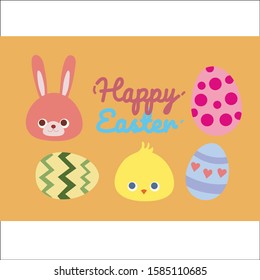 Collection of Easter bunny and egg. Vector illustration.