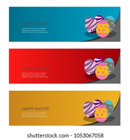 collection of easter egg celebration banner illustration template vector