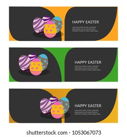 collection of easter egg celebration banner illustration template vector