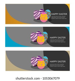 collection of easter egg celebration banner illustration template vector