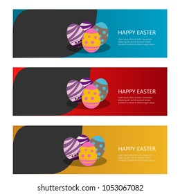 collection of easter egg celebration banner illustration template vector