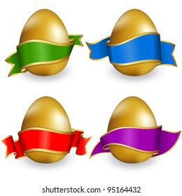 Collection easter egg with ribbon of different color